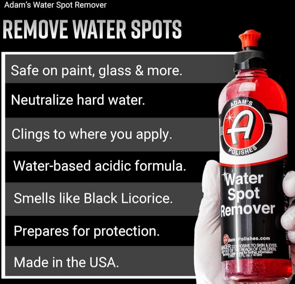 Adam’s Water Spot Remover – Hard Water Stain Remover for Glass, Shower Doors, Pa