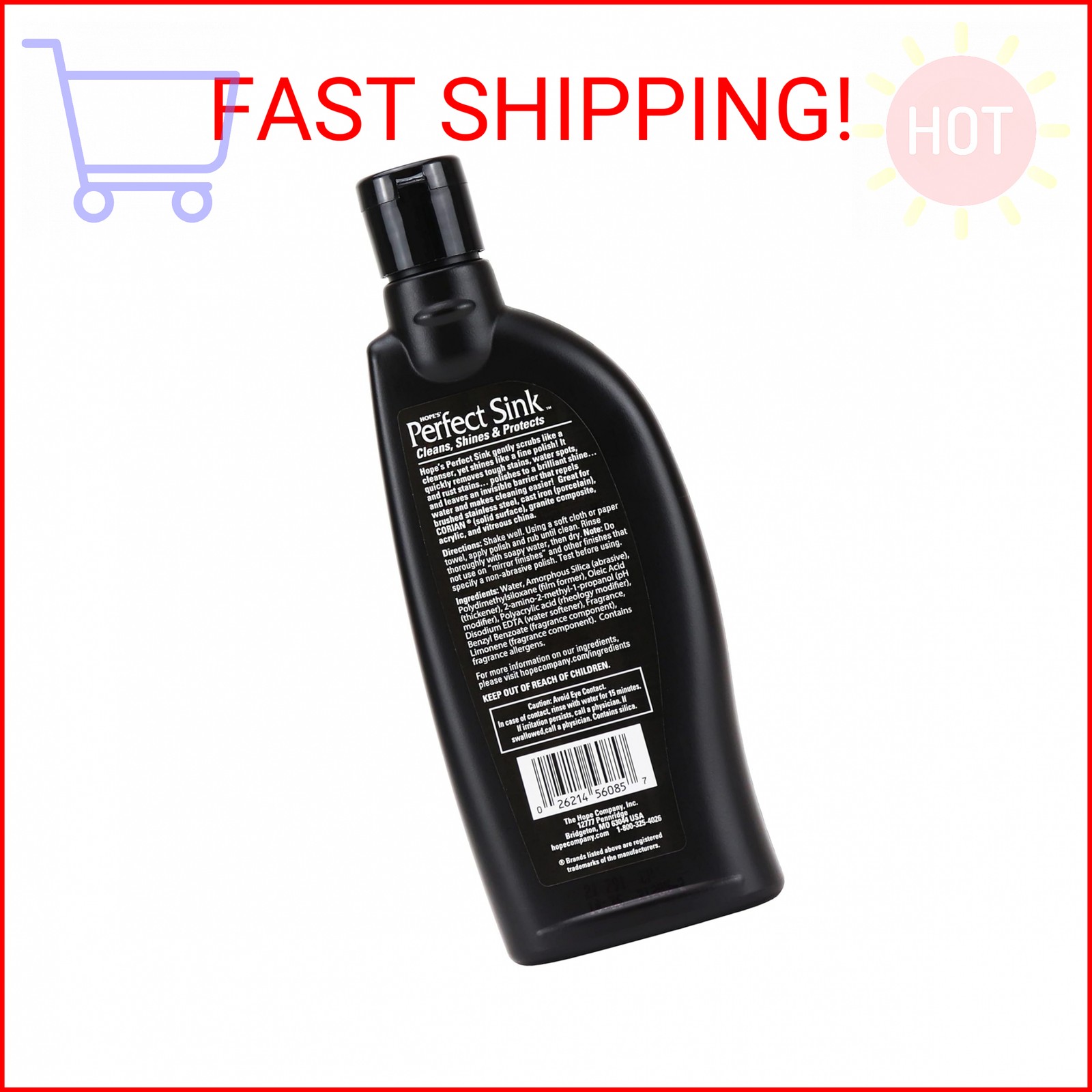 HOPE’S Perfect Sink Cleaner and Polish, Restorative, Removes Stains, Cast Iron,
