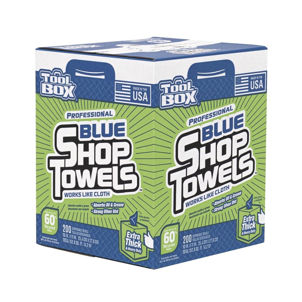 Shop Towels Tool Box Big Grip Bucket Brand Blue Hand Disposable 200 Count Refill