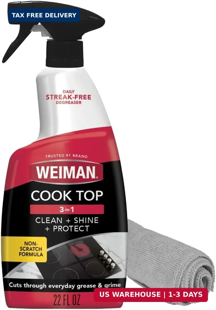 Weiman 22 Fl Oz Cooktop Cleaning Spray & Microfiber Cloth – Cooktop & Oven Clean