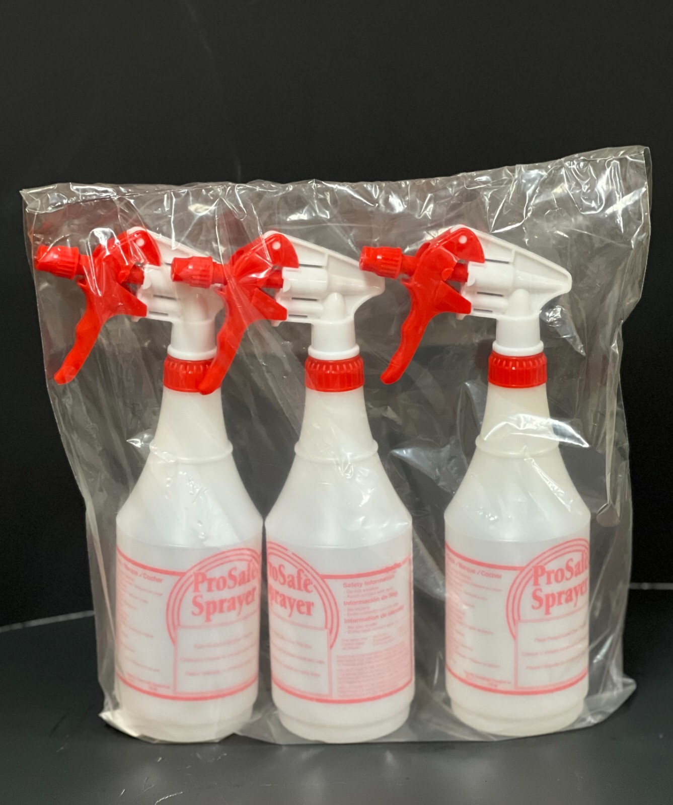 Plastic Spray Bottle 3 Pack 24 Oz (Upgraded Sprayer) for Cleaning Solutions, Red