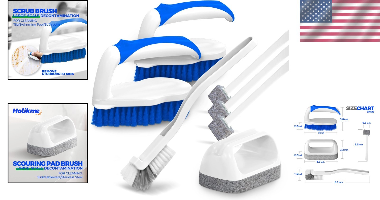 Complete 7 Brush Set for Efficient Grout & Pool Cleaning – Ergonomic Handle