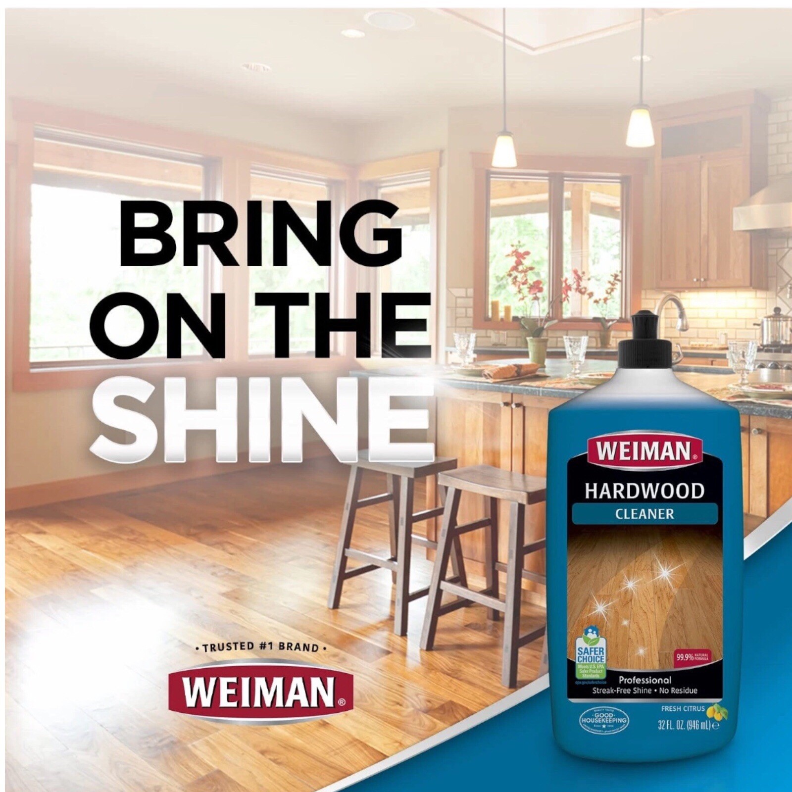 Weiman Professional Hardwood Floor Cleaner 32 Fl Oz Streak Free Plant Based