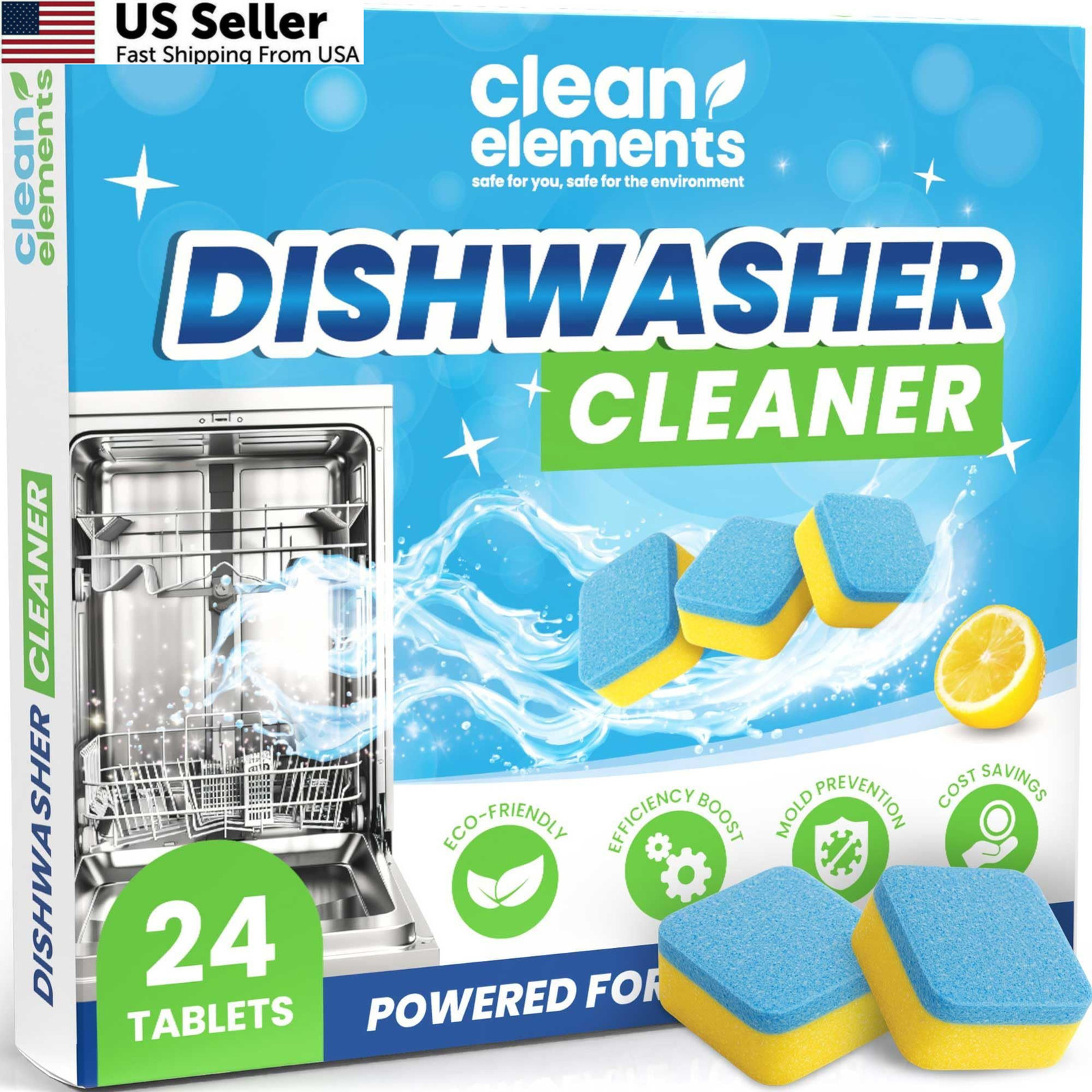 Dishwasher Cleaner Tablets & Deodorizer – 24 Pack (12 1 Count (Pack of 24)