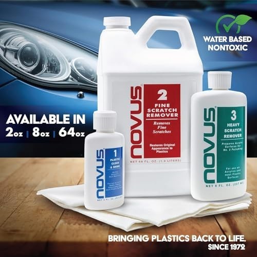 Plastic Clean & Shine Kit – Fine & Heavy Scratch Remover, 8 oz, 6 Polish Mates