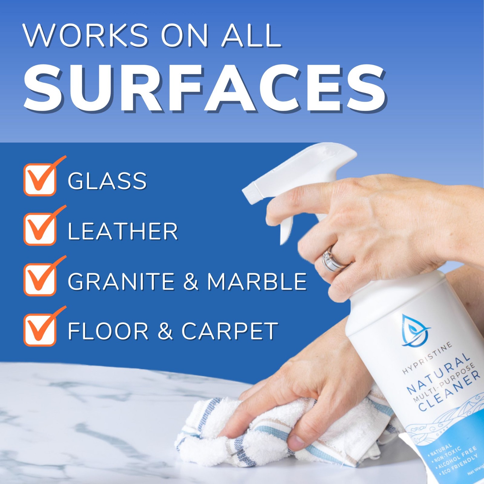 Hypristine Natural Multipurpose Surface Cleaner, 32oz Spray & 2 1 Gallon Bottles