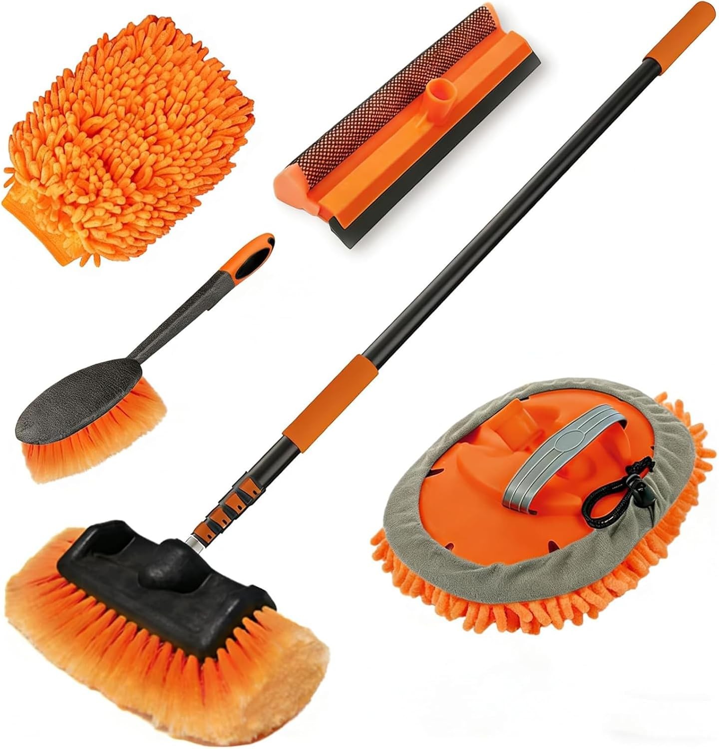 LAANPOLE 12FT Car Wash Brush with Long Handle, Car Cleaning Kit with Soft