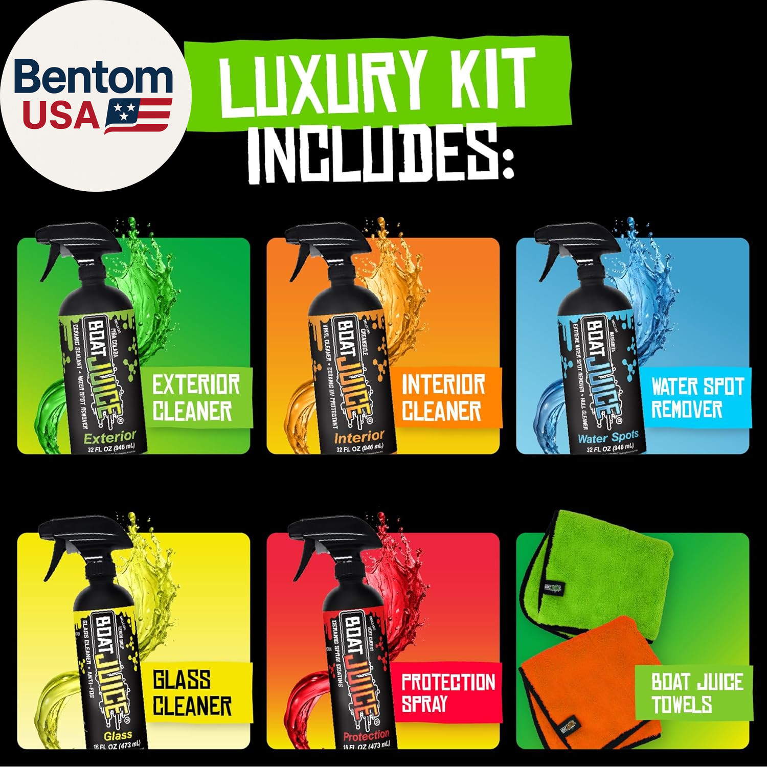Luxury Boat Cleaning Kit | Interior Vinyl Seat Cleaner, Exterior Cleaner & Prote