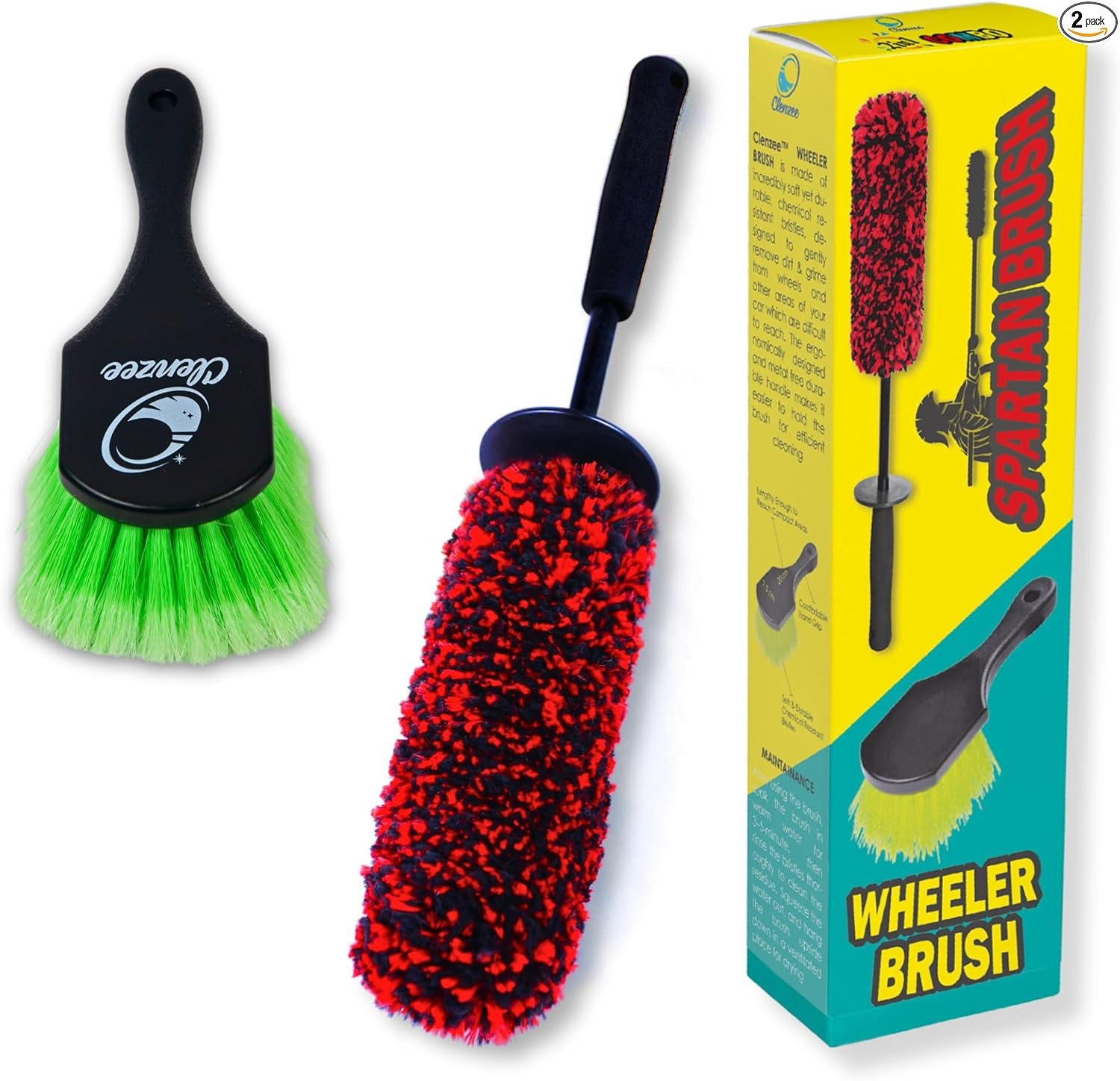 Microfiber Wheel Brush and Nylon Bristles Tire Brush | Regular + Medium 2