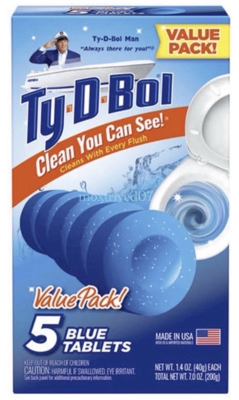 Ty-D-Bol® 2 Boxes x 5 Ct Value Packs, 10 Tablets Total, Toilet Bowl Cleaner Blue
