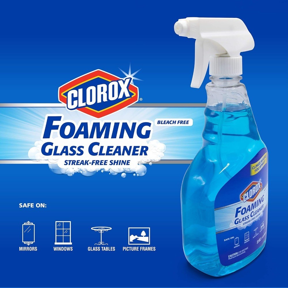Foaming Glass Cleaner Trigger Spray, Streak Free No Drip Formula for Windows,