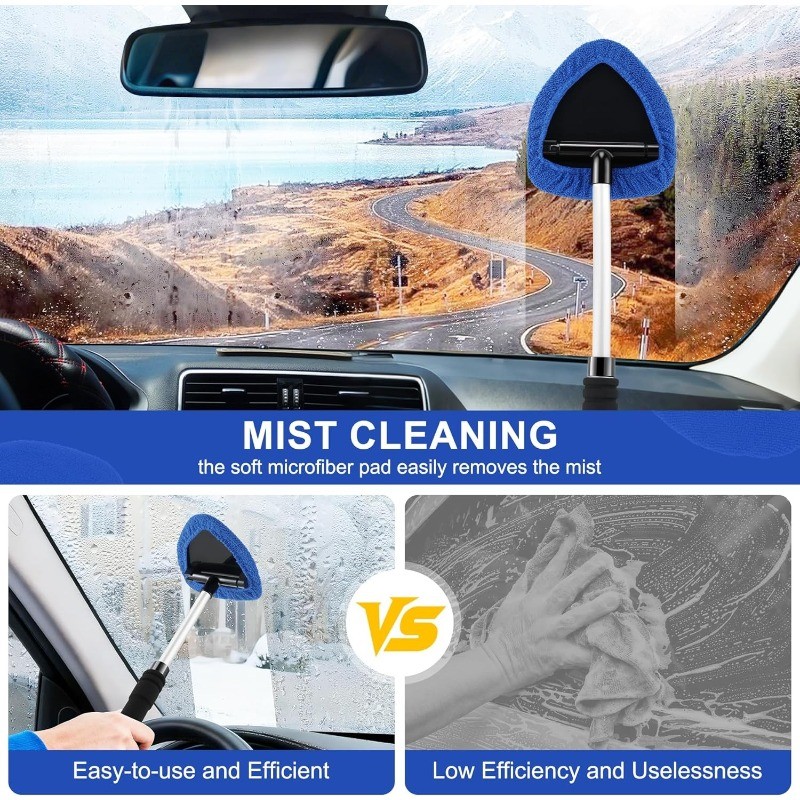 Windshield Cleaning Tool,Car Window Glass Wiper Cleaner,4/8XBrush Pad Extendable
