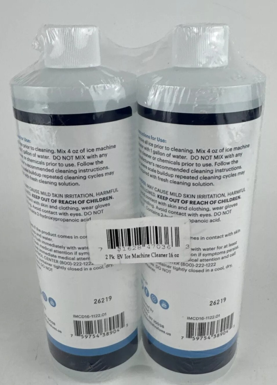 Essential Values Ice Machine Cleaner, Nickel Safe Descaler 2 Pack, 16 fl oz Each