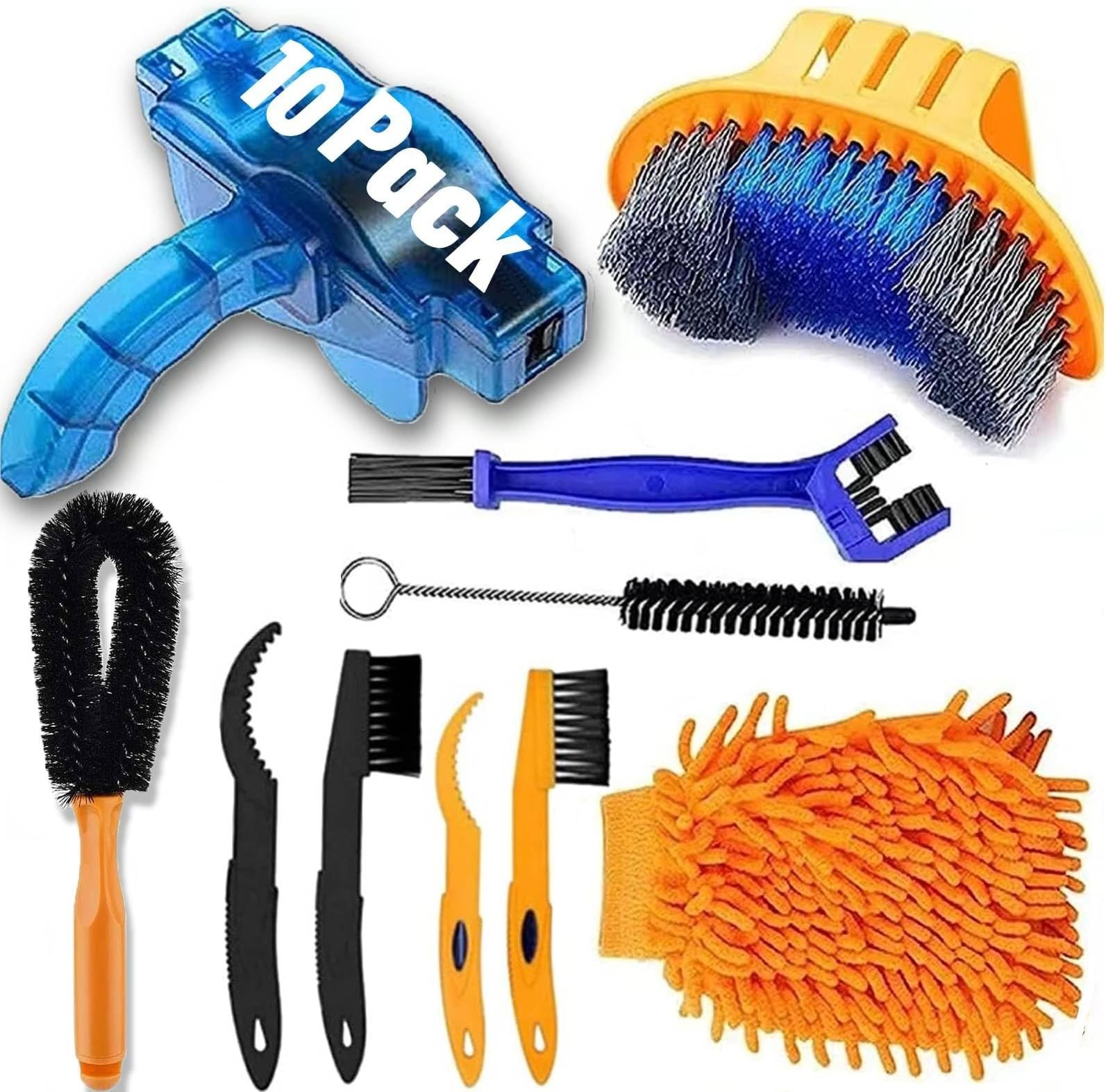 10pcs Bike Cleaning Kit, Bicycle Clean Brush Tool Including Chain Cleaner for…