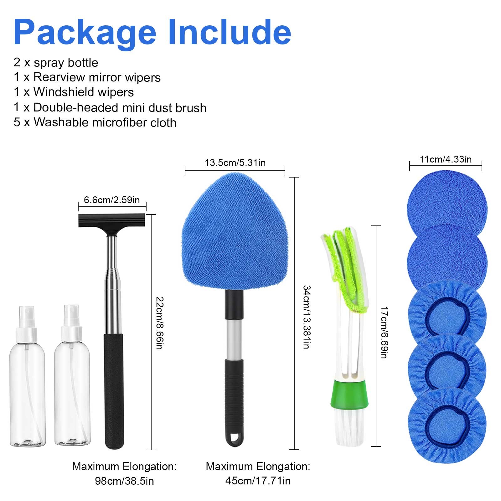 Windshield Cleaning Tool Kit Car Window Glass Wiper Cleaner Brush with Squeegee