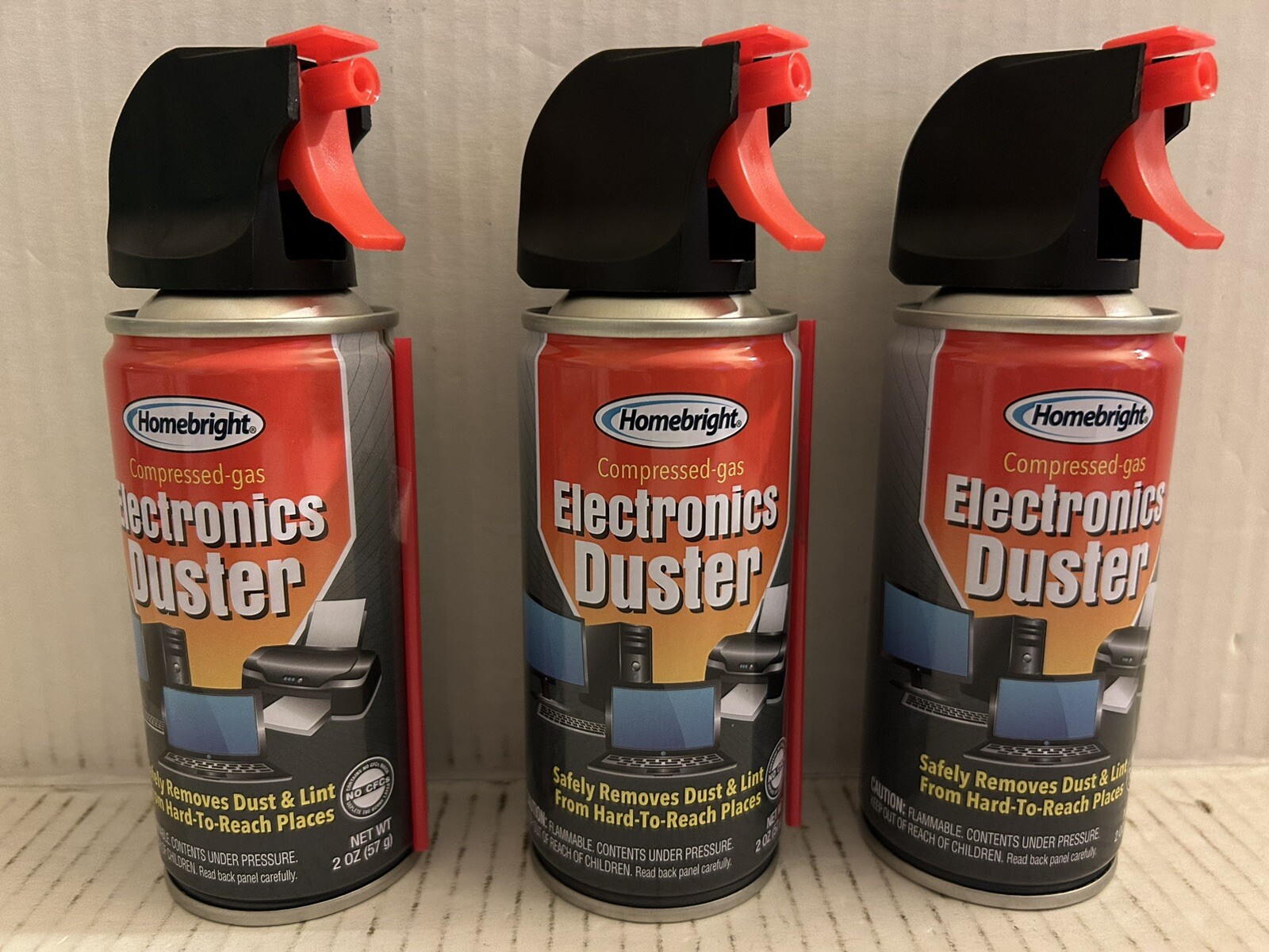 (3) Homebright Compressed-gas Electronics Duster Safely Removes Dust & Lint 2 oz