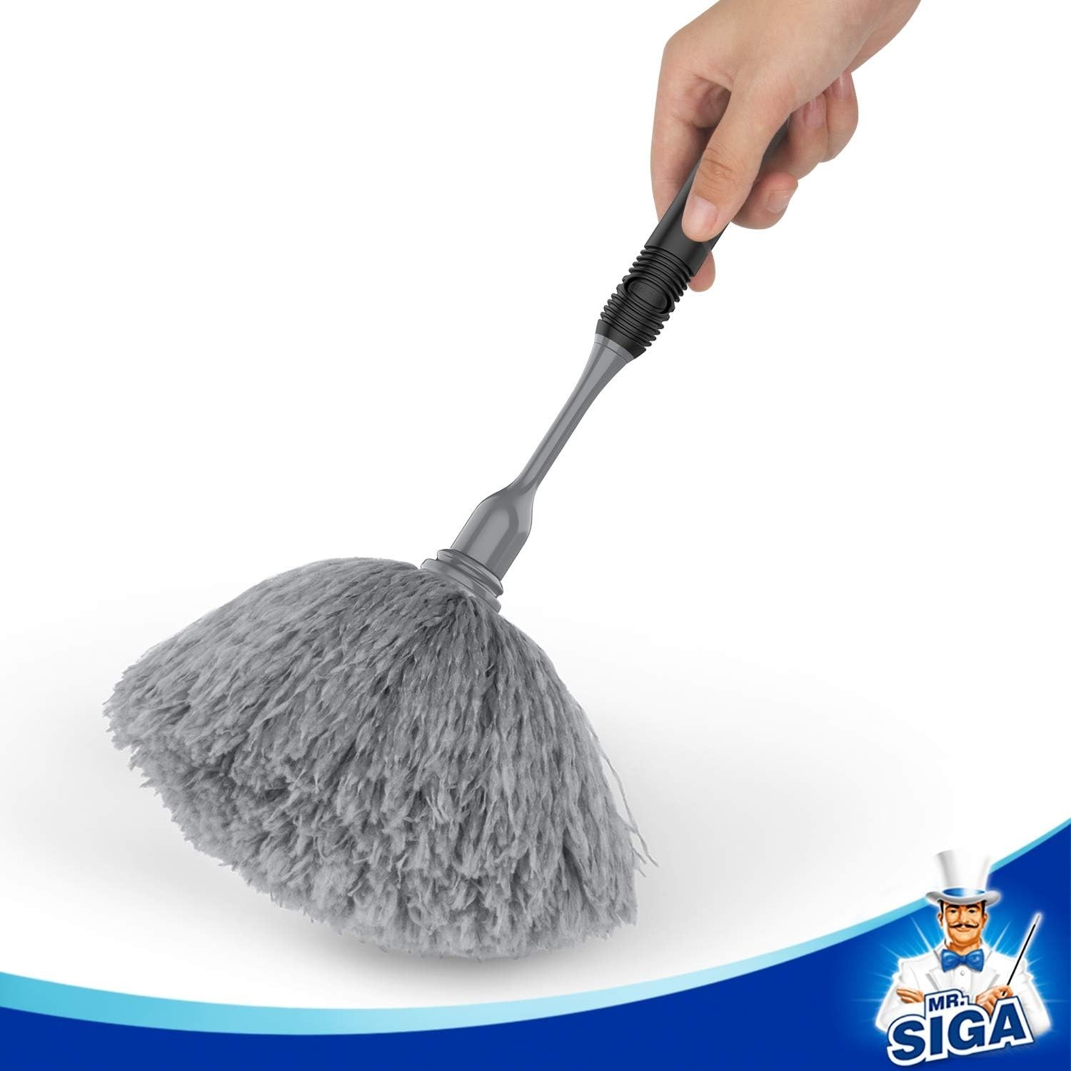 Microfiber Delicate Duster with Comfortable Grip & Washable Head – Gray & Black
