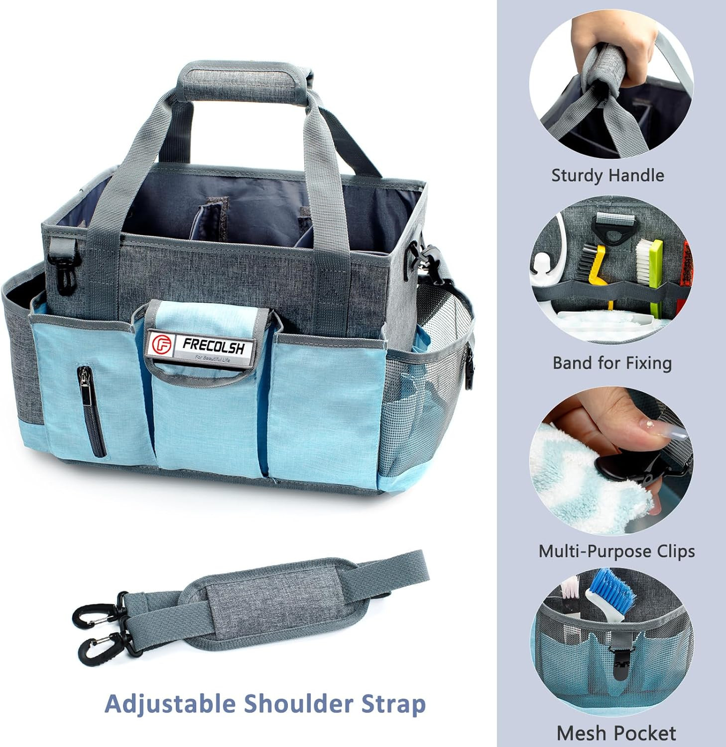 Cleaning Caddy for Cleaning Suppliers Organizer with Pockets for House Cleaning