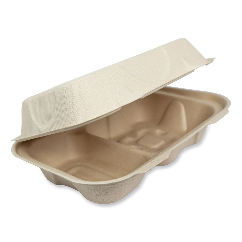 World Centric TOSCU34DLFP 9.2″ x 6.4″ x 3″ Hinged Containers – Ntrl (500/CT) New