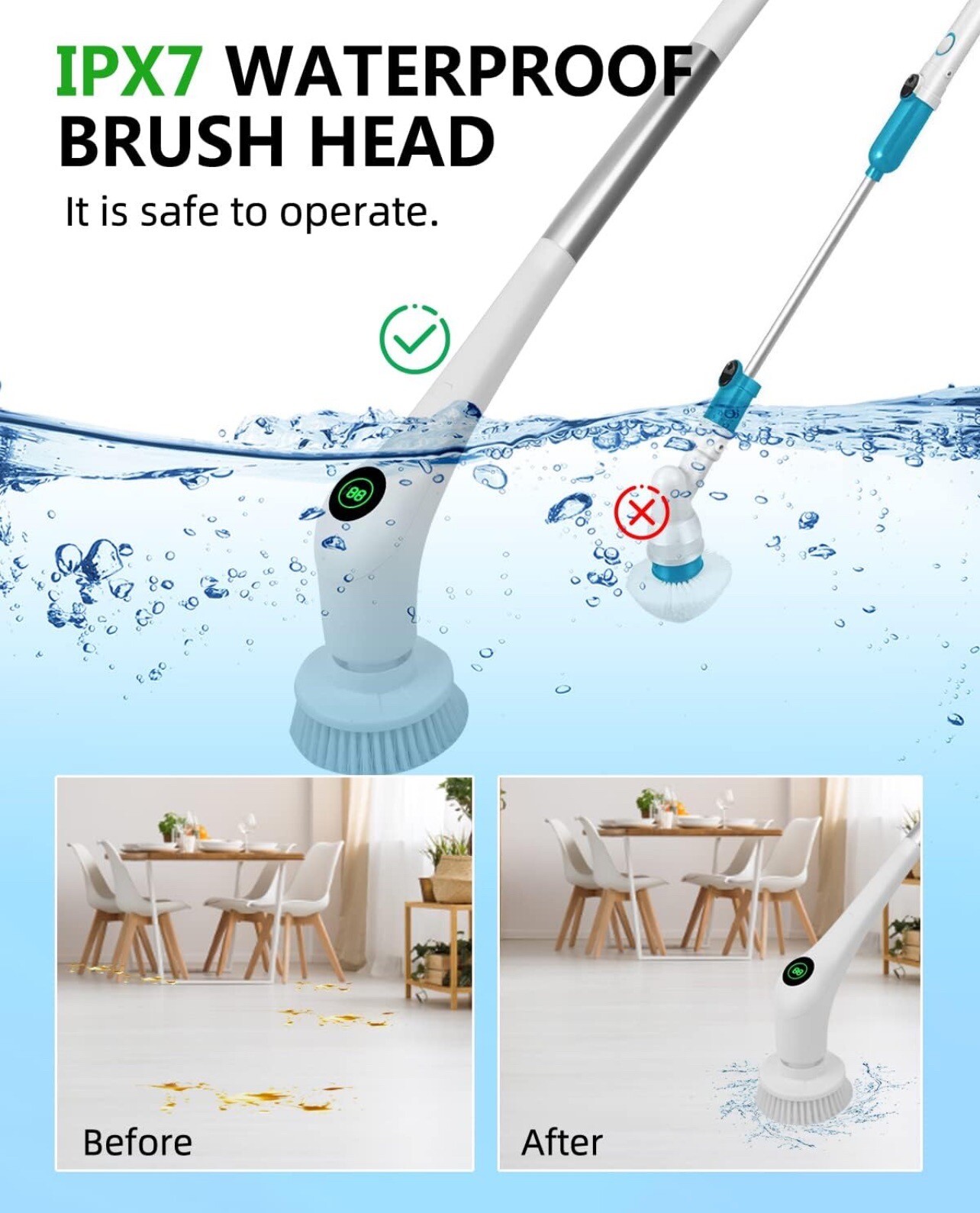 Vicmayun Cordless Electric Spin Scrubber | Rechargeable Power Cleaning Brush