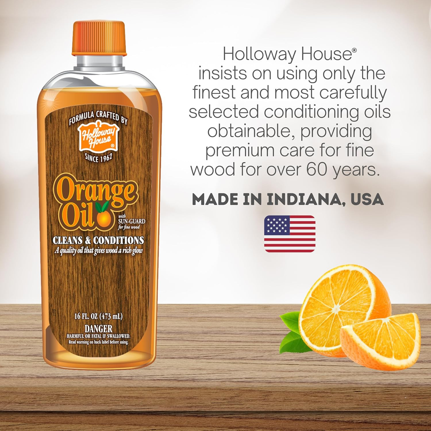 Holloway House Orange Oil Cleaner 16 Oz Wood Tile Stainless Steel Cleaner