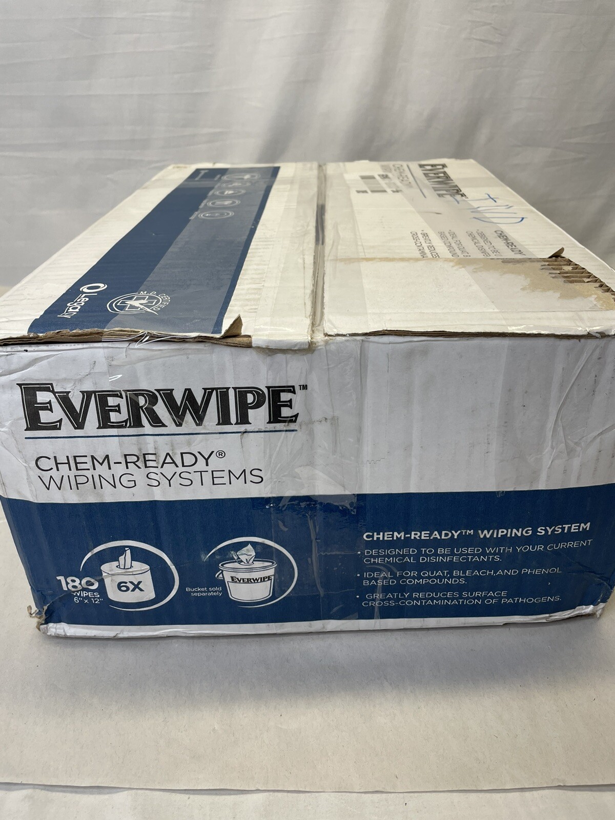 Everwipe Chem-Ready Hybrid Wiping System, Includes Bucket & 5 Rolls Dry Wipes