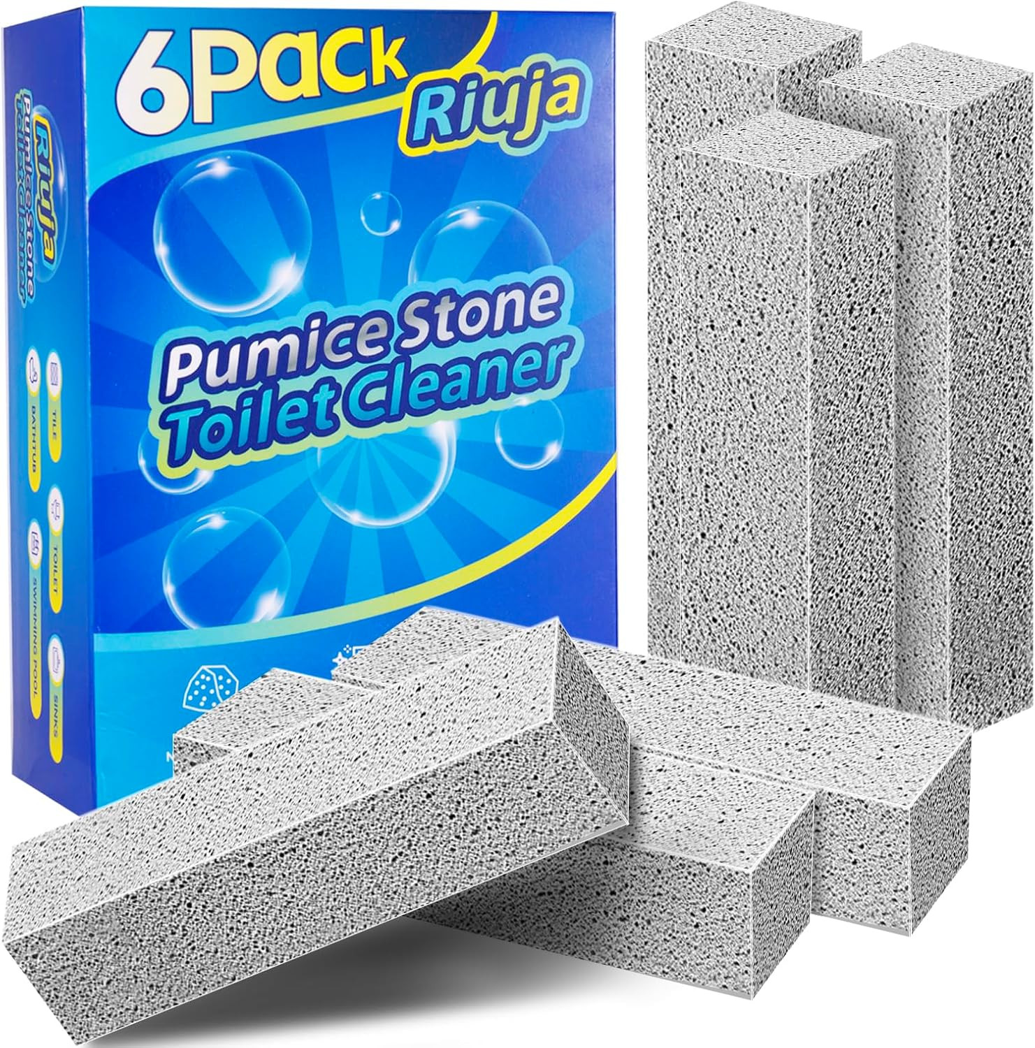 6 Pack Pumice Stone Toilet Bowl Cleaner, Pumice Stone for Cleaning, Powerfully C