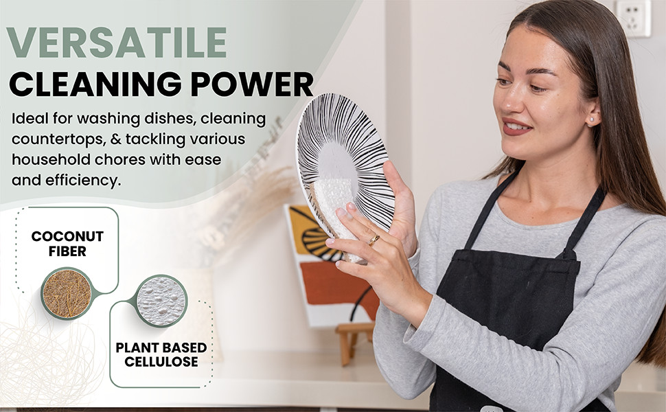 Natural Kitchen Sponge – Biodegradable Compostable Plant Based Coconut Scrubber