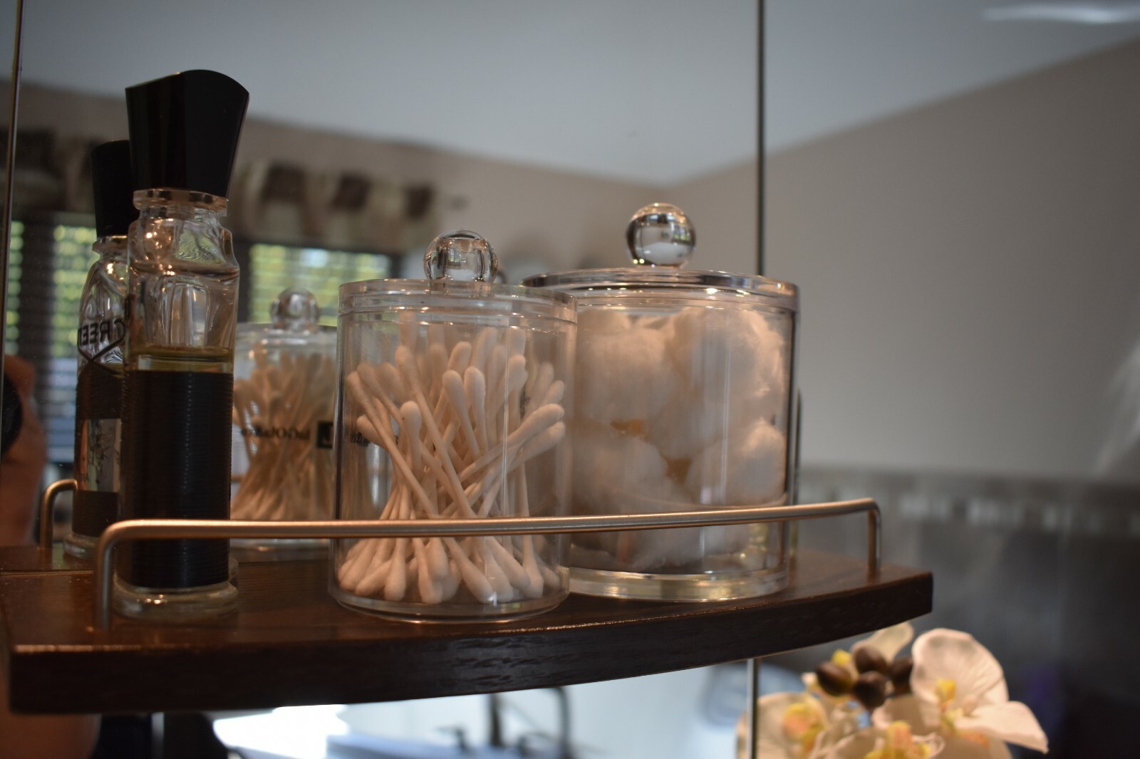 Qtip DISPENSER HOLDER Bathroom Vanity Organizer Apothecary Clear 10 oz & 20 oz.