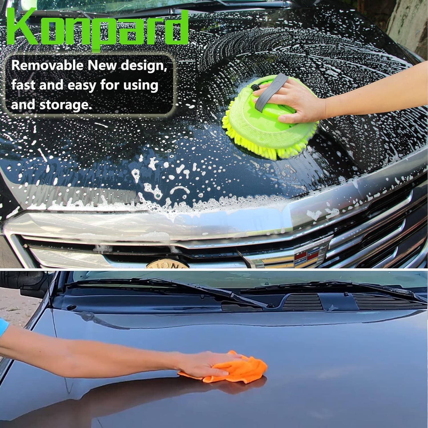 6 in 1 Car Wash Brush Kits with 46″ Aluminum Alloy Long Handle, Wash…