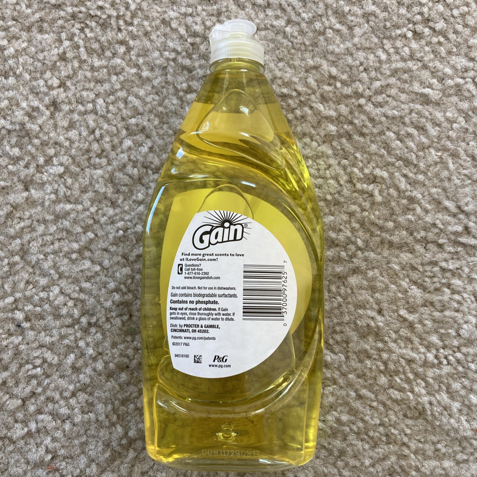 Gain Ultra Lemon Zest Scent Dishwashing Liquid