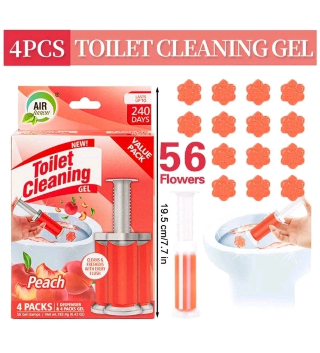 Toilet Cleaning Gel peach 56 stamps 4 Packs cleans freshen value pack Air fusion