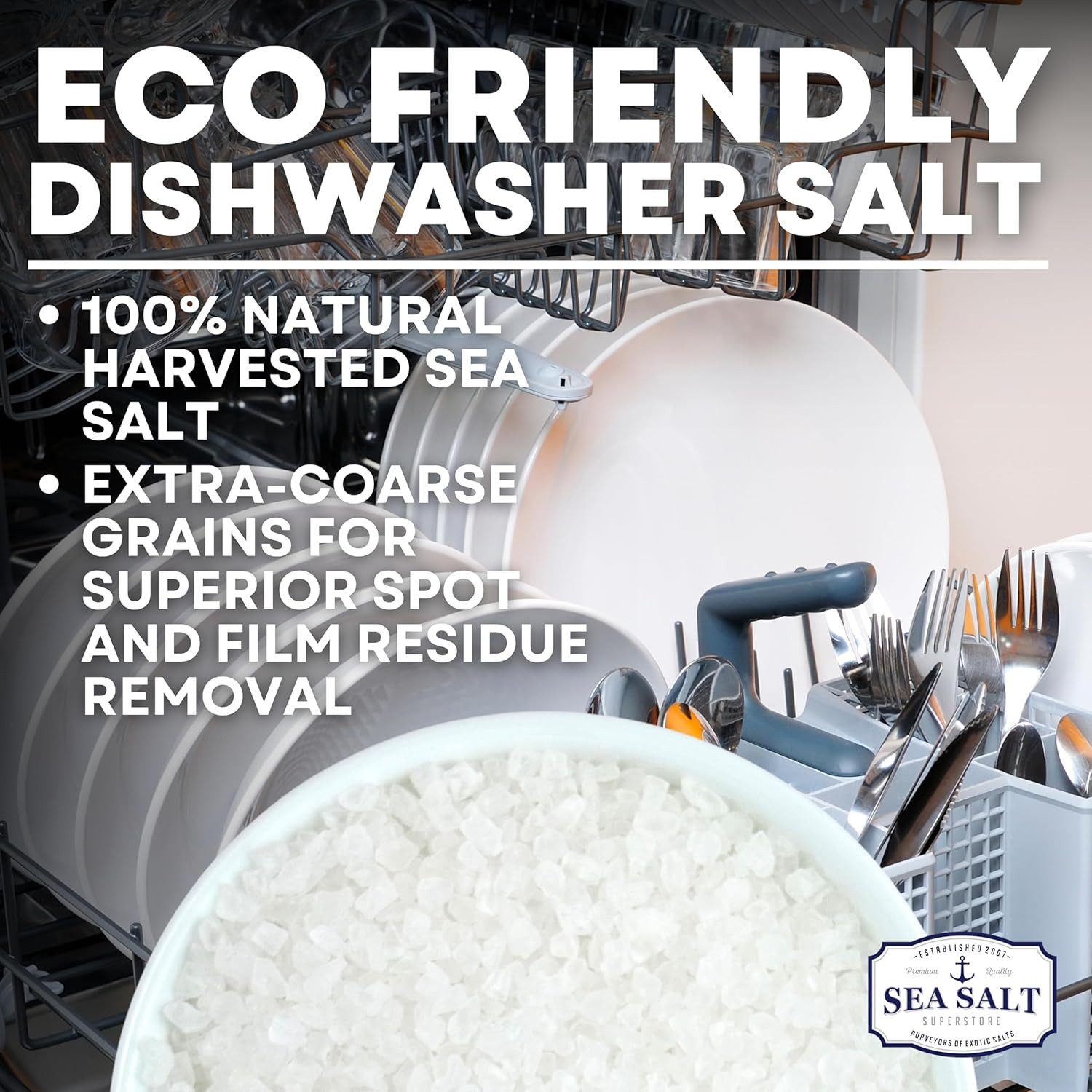 Dishwasher Salt, Natural Water Softener Salt, Food Grade Coarse Sea Salt Comp…