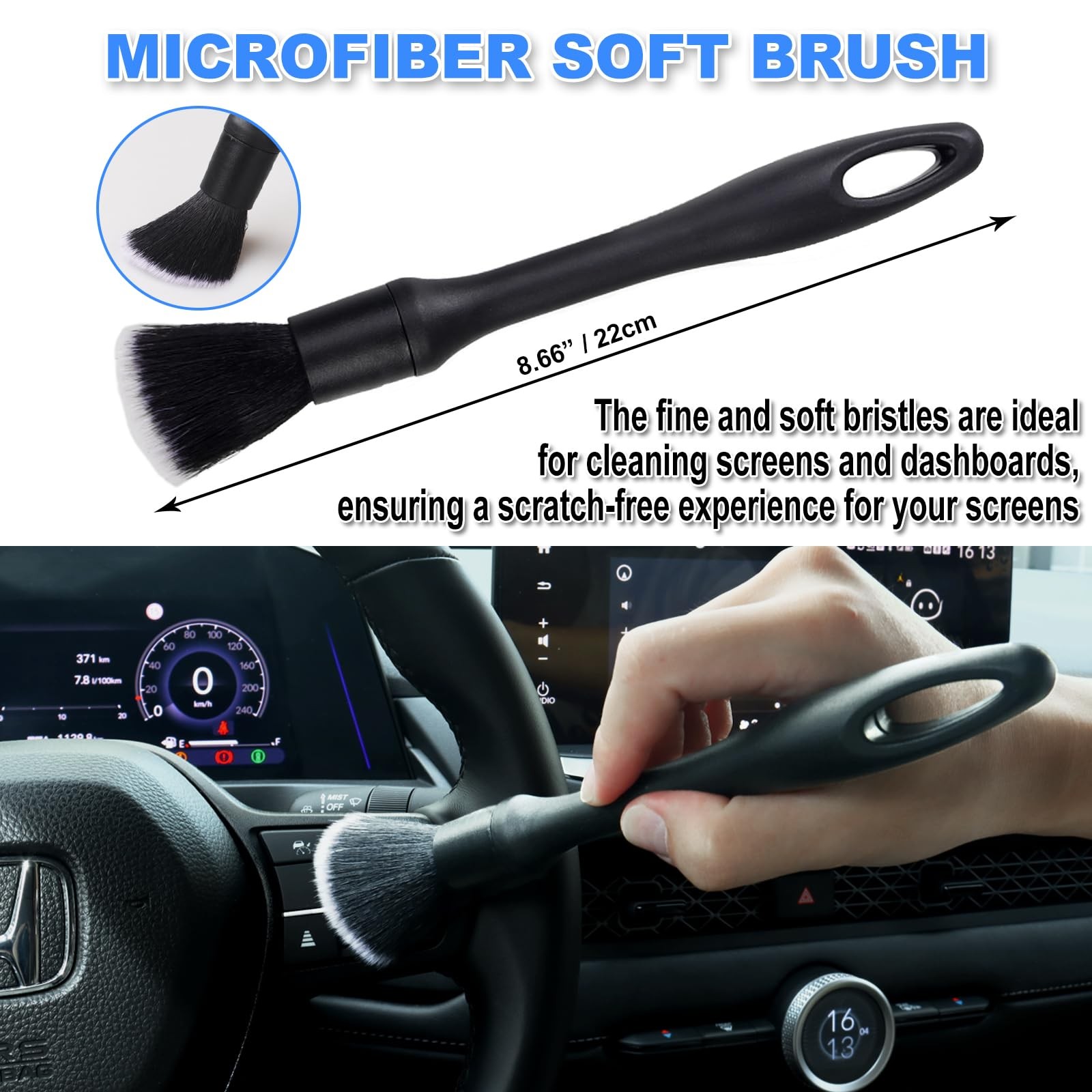 Car Detailing Brush Set 7PCS Ultra Soft Boars Hair Cleaning Kit SUV Truck