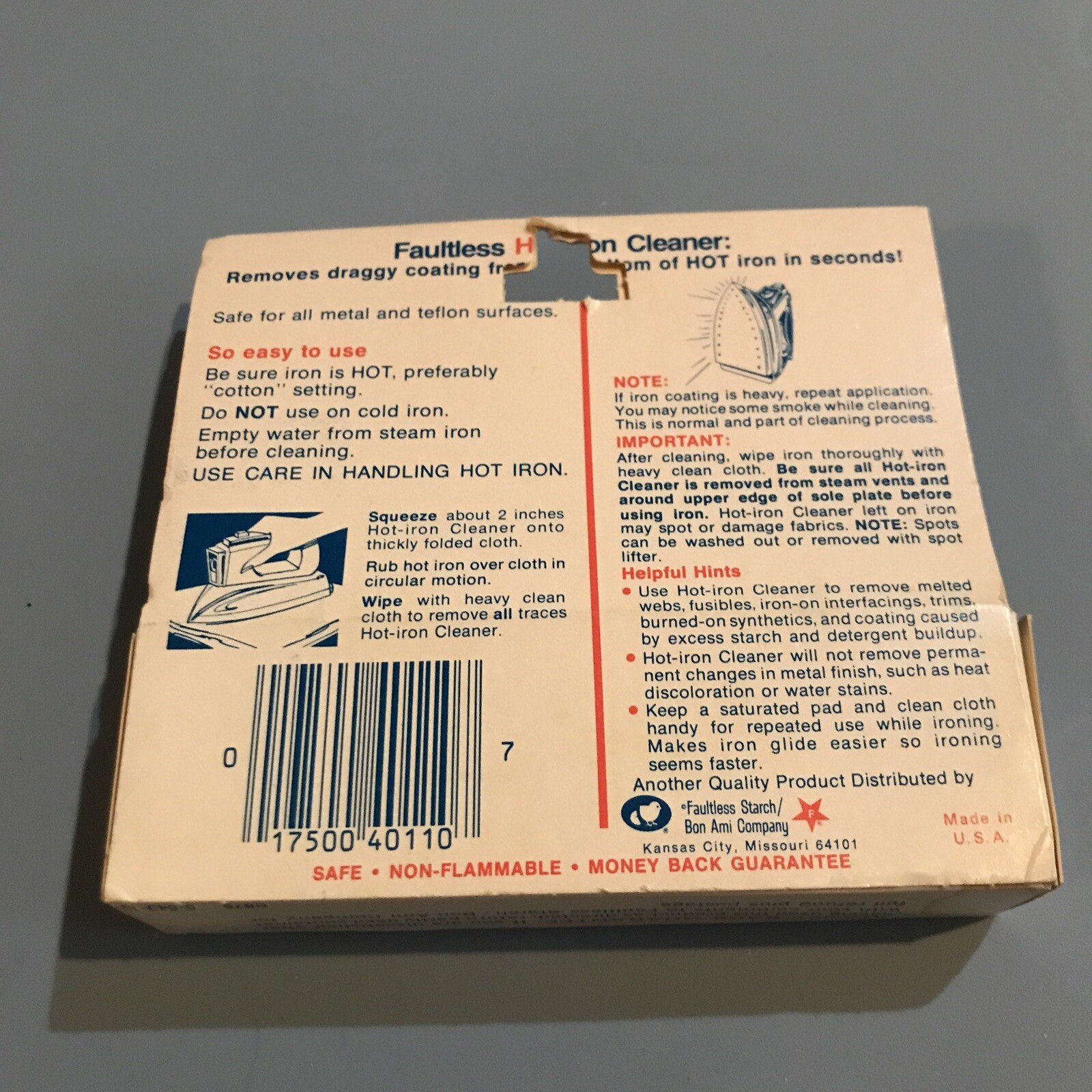 Vintage Faultless Hot Iron Cleaner 1oz Hot Iron Cleaner