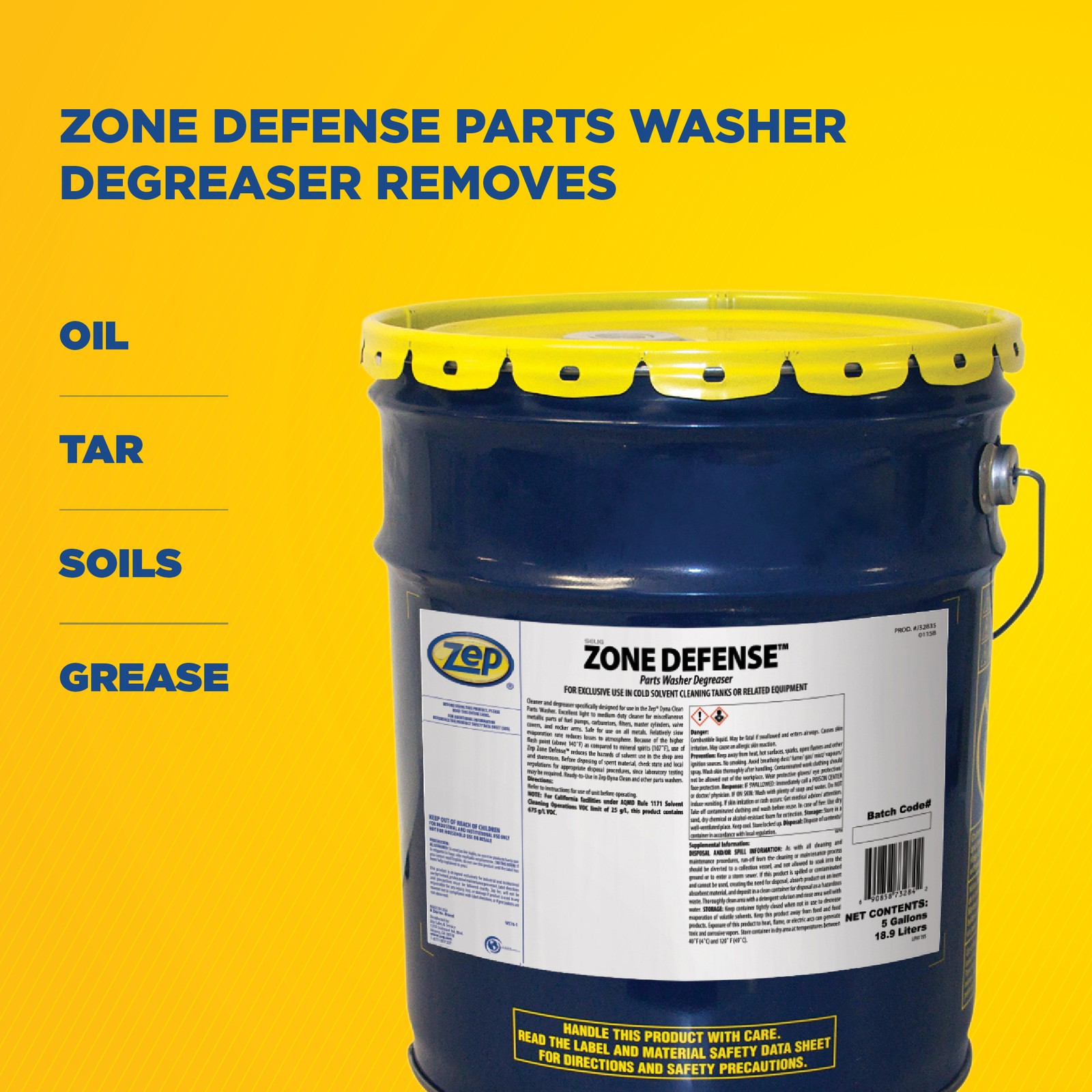 Zep Dyna Zone Defense Parts Washer Degreaser – 5 Gal – (Each) – J32835 –