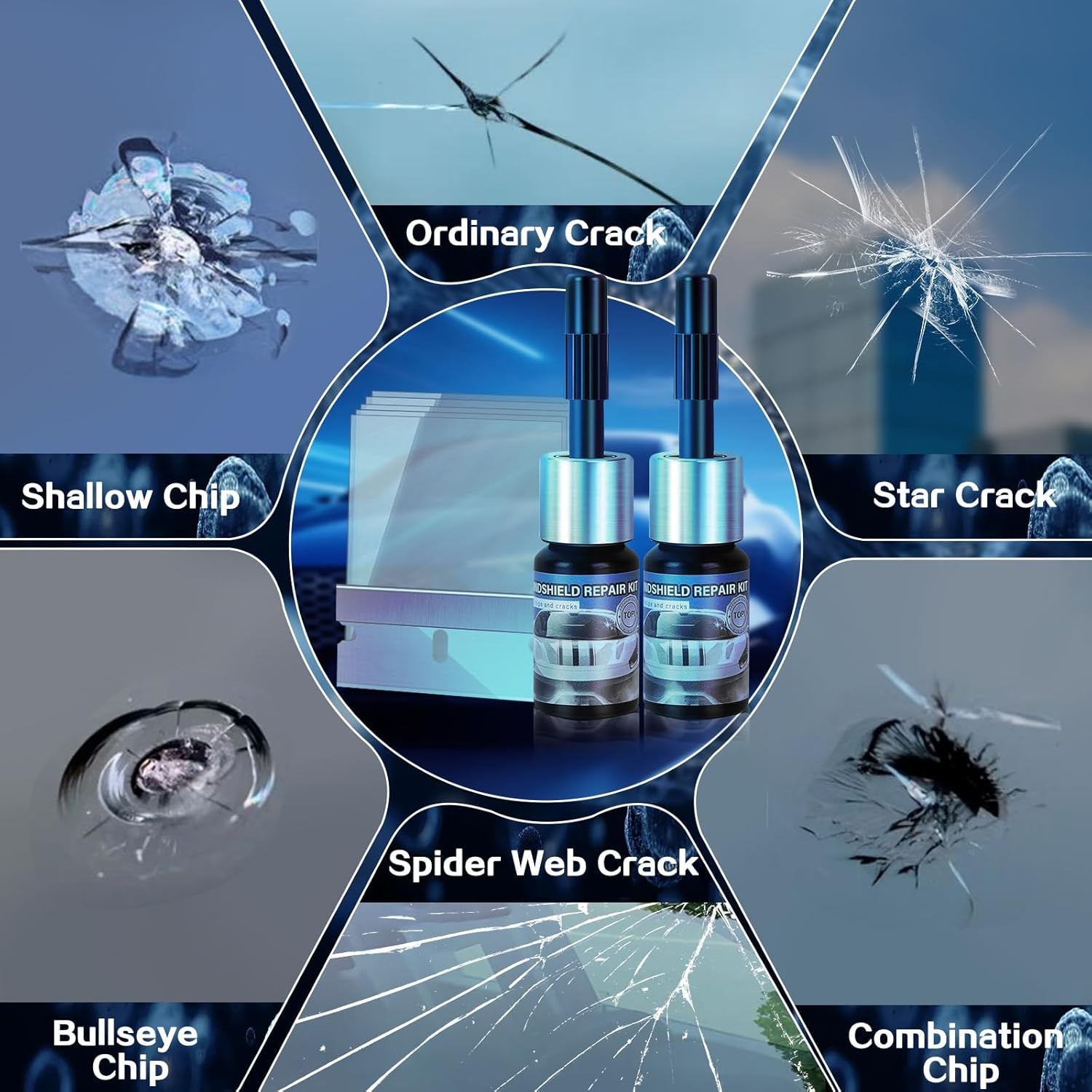 Windshield Chip Repair Kit 6ml Clear Auto Glass Repair Kit Crack Fix Solution