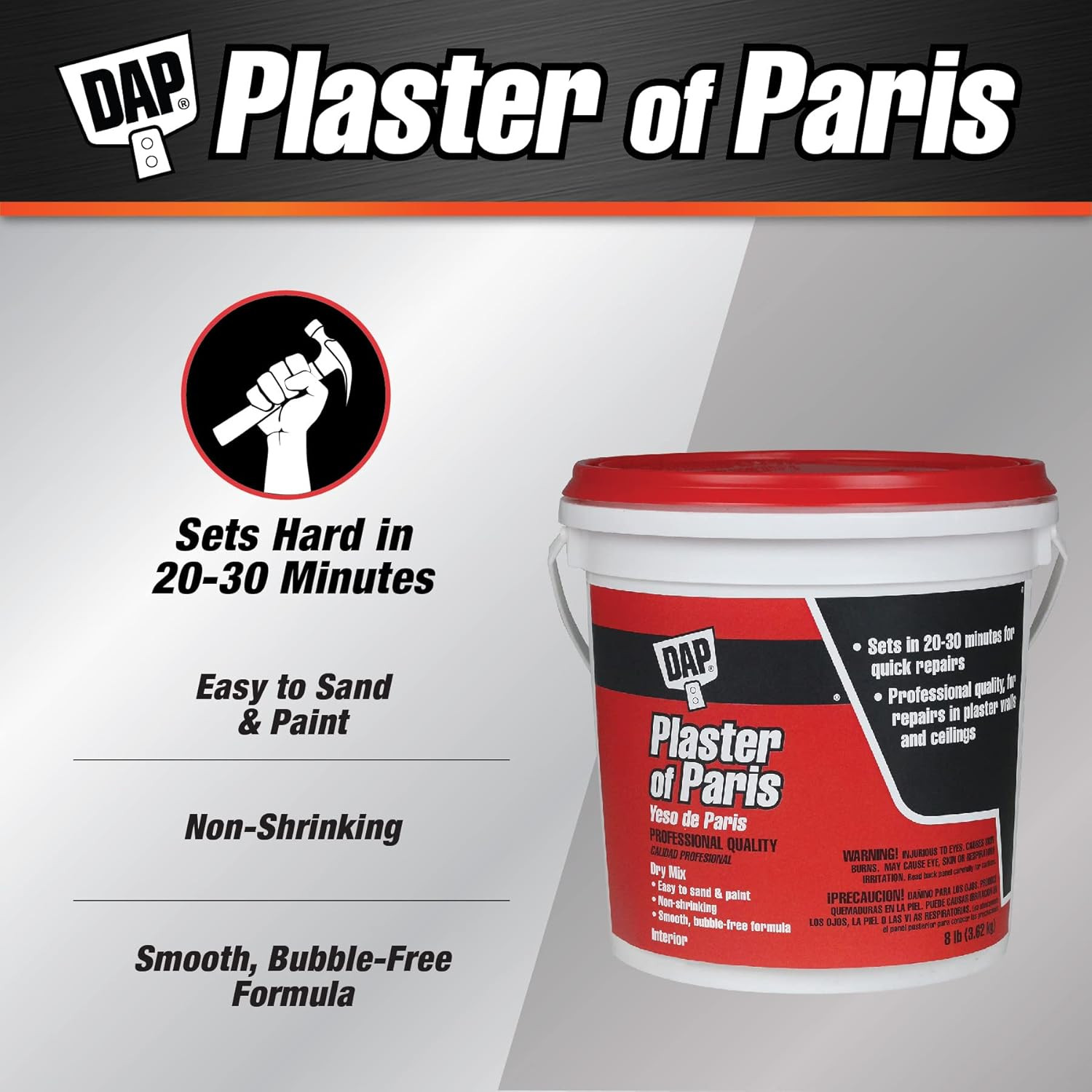 Plaster of Paris (Dry Mix), White, 8 Lb Tub (7079810310)