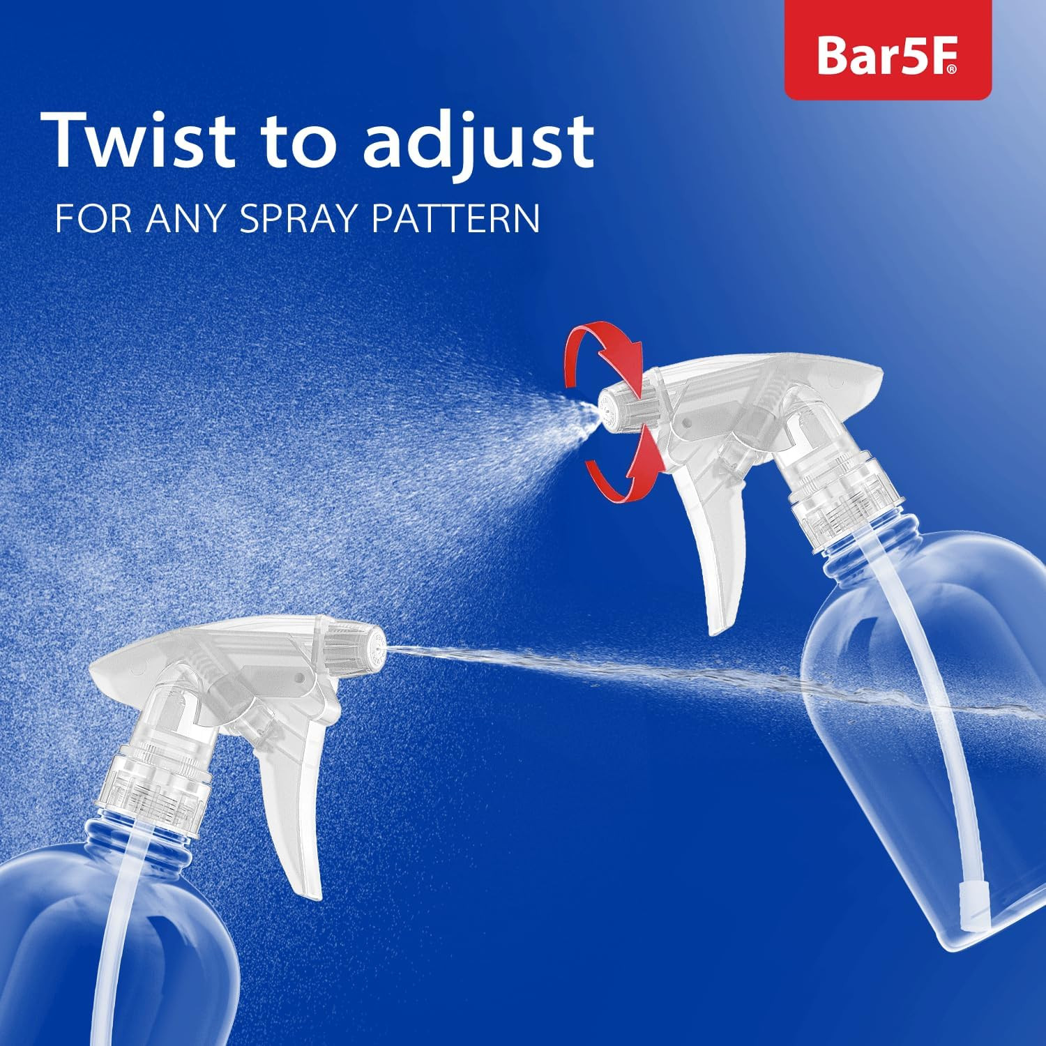 Empty Clear Spray Bottle Adjustable Head Sprayer from Fine to Stream, Natural, 1