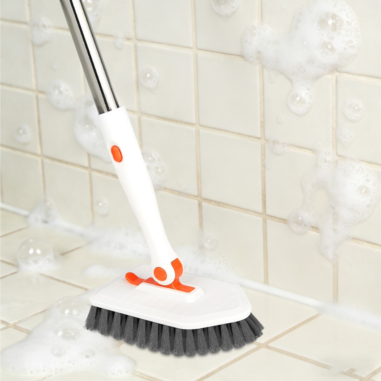 Long Handled Scrub Brush, Cleaning Brushes with 3 Cleaning Heads Clean Brush