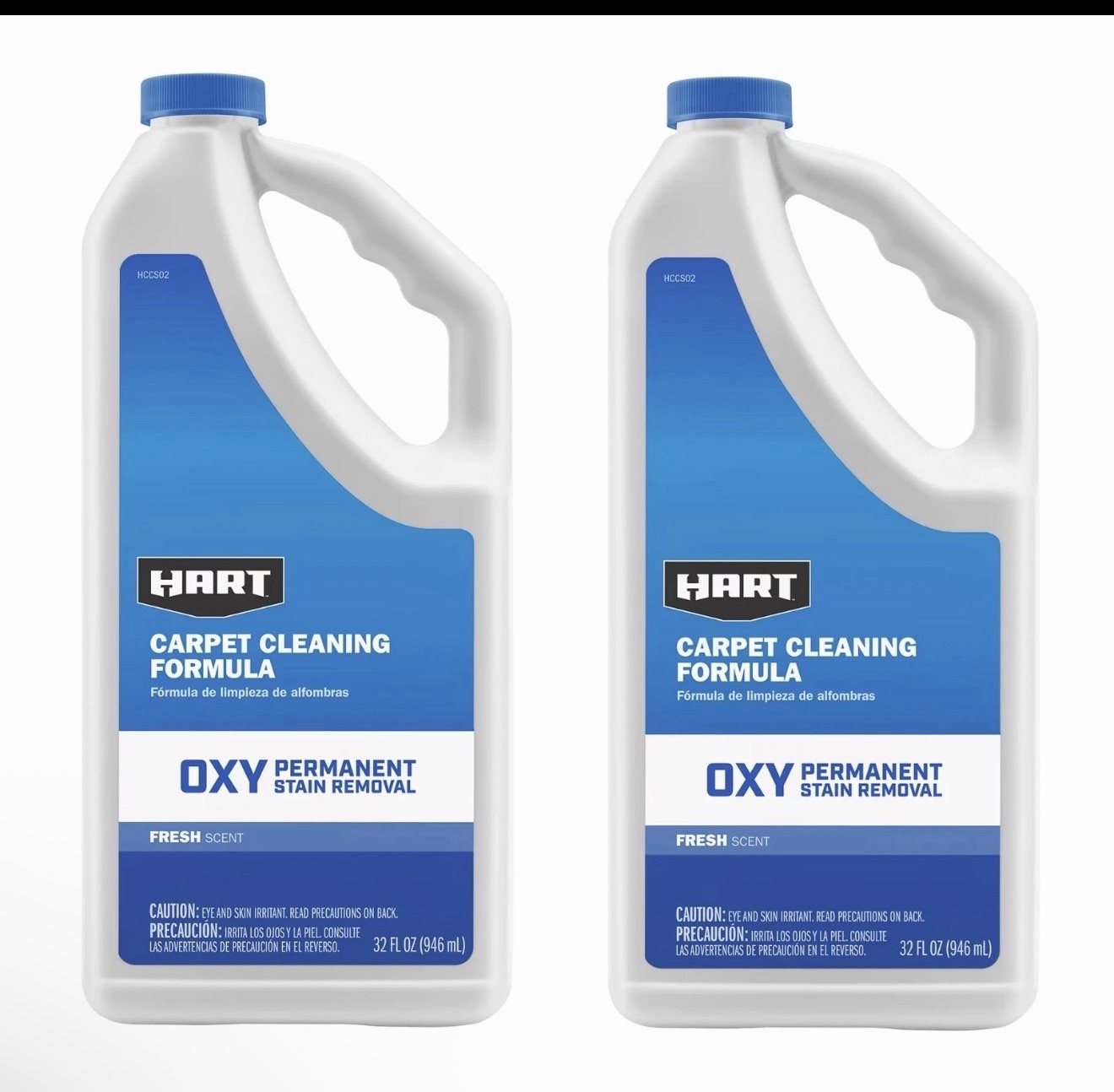 2 Pack HART 32oz Oxy Carpet Cleaning Formula HCCS02 Spot Upholstery Stain