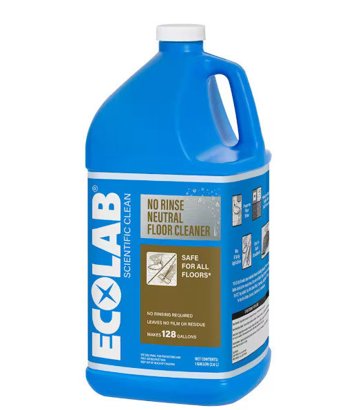 ECOLAB 1 Gal. No Rinse Neutral Floor Concentrate Cleaner, Residue Free Formula f