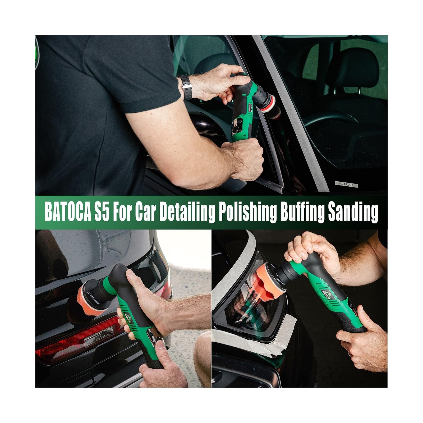 BATOCA S5 Cordless Car Buffer Polisher Kit 1 Inch 3 Inch Dual Action & Rotary…