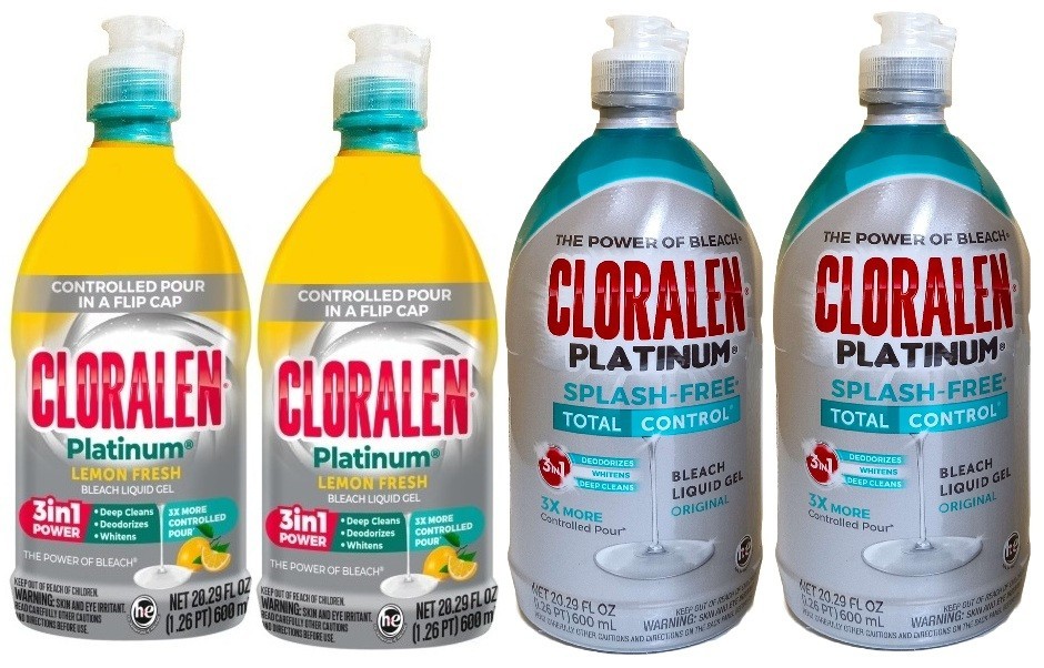 4 PACK- Cloralen Platinum Bleach Liquid Gel 20.29 Oz. for Home & Commercial Use
