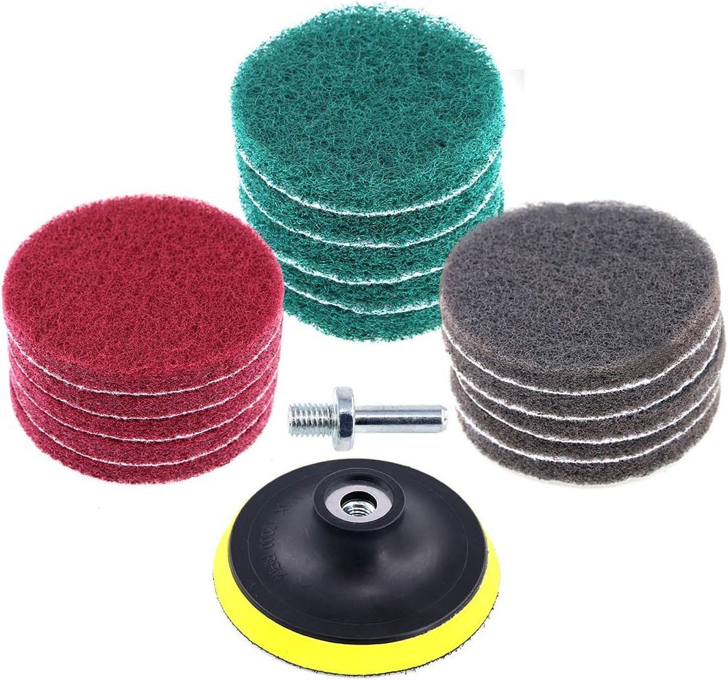 16Pcs 4″ Drill Power Brush Tile Scrubber Scouring Pads Cleaning Kit with 4″ Disc