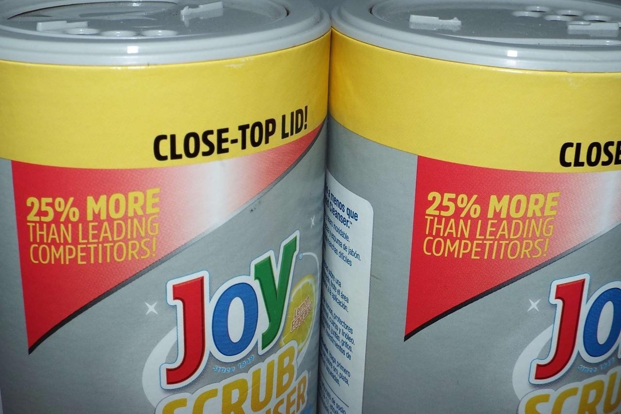 2 NOS Joy Lemon Scent Scrub Powder Cleanser NO BLEACH SINKS TILES QUARTZ MARBLE