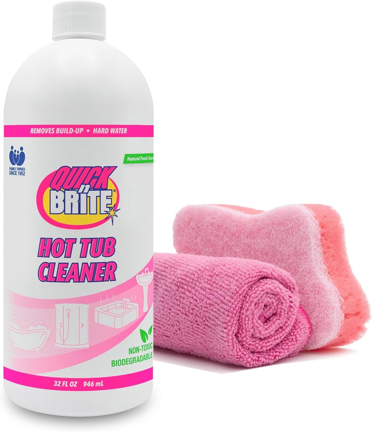 Quick N Brite Heavy Duty Hot Tub Cleaner Kit – Non-Abrasive Cleaning Gel with Sp