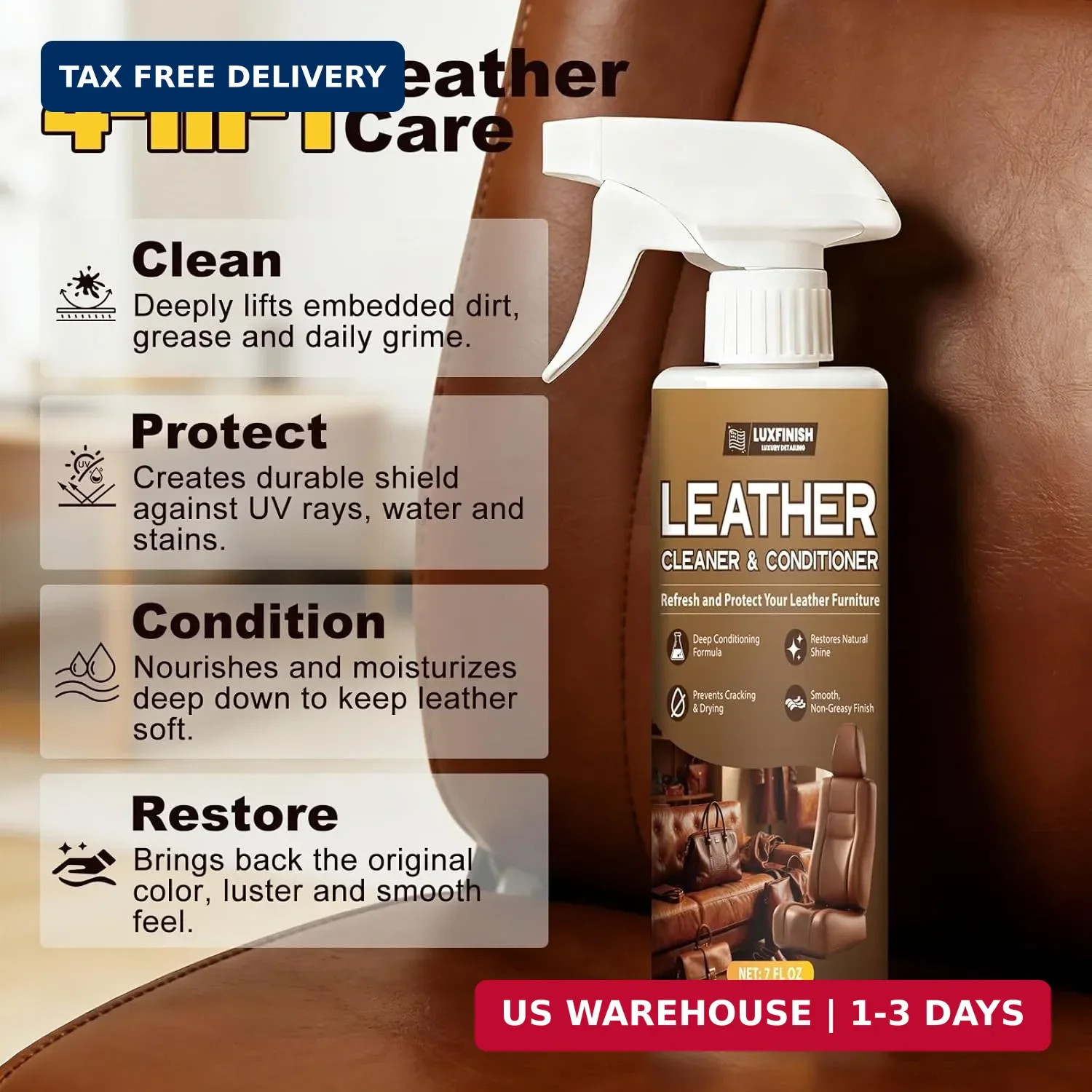 Leather Cleaner and Conditioner with UV Protectants, a Non-Toxic Formula to Help
