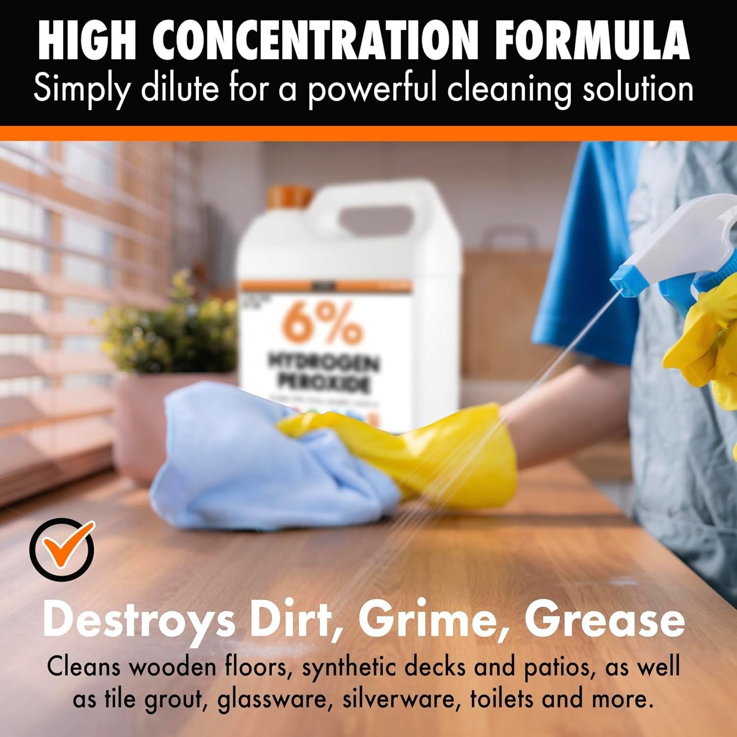 6% Hydrogen Peroxide, Food Grade, Home, Kitchen, Bath Cleaner – 2.5×2 Gallons