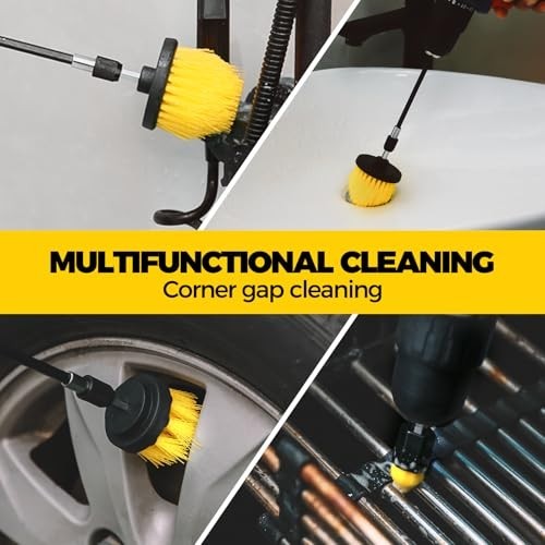 Drill Brush Power Scrubber Cleaning Brush 6-Pack Nylon 1/4″ Extended Grout Tile